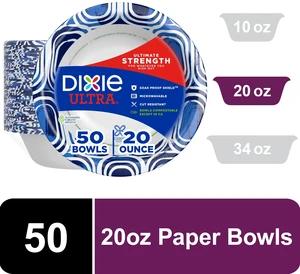 Dixie Ultra Disposable Paper Bowls, 20 oz, Multi-Color, 50 Count Dixie Ultra Disposable Paper Bowls, 20 oz, Multi-Color, 50 Count