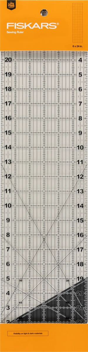 Fiskars 6in x 24in Sewing Ruler & Measuring Tool, Clear, Single Piece Fiskars 6in x 24in Sewing Ruler & Measuring Tool, Clear, Single Piece