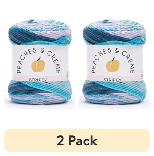 (2 pack) Peaches & Creme Stripey 4 Medium Cotton Yarn, Evening Sea 2oz/56.7g, 102 Yards (2 pack) Peaches & Creme Stripey 4 Medium Cotton Yarn, Evening Sea 2oz/56.7g, 102 Yards