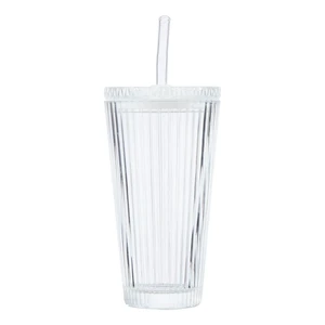 Better Homes & Gardens 21 oz Ribbed Glass Tumbler with Glass Lid and Straw Better Homes & Gardens 21 oz Ribbed Glass Tumbler with Glass Lid and Straw