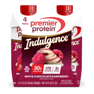 Premier Protein Indulgence Protein Shake, White Chocolate Raspberry, 30g Protein, 11 fl oz, 4 Ct Premier Protein Indulgence Protein Shake, White Chocolate Raspberry, 30g Protein, 11 fl oz, 4 Ct