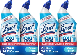 Lysol Toilet Bowl Cleaner Clinging Gel OXI Action, 0% Bleach, 24 oz, 4 Pack Lysol Toilet Bowl Cleaner Clinging Gel OXI Action, 0% Bleach, 24 oz, 4 Pack