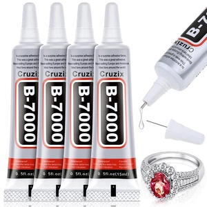 B-7000 Clear Glue, Semi Fluid High Viscosity Adhesive, 4x15ml/0.5oz, for Rhinestone Crafts Jewelry Bead Fabric Clothes Shoes Cell Phone Screen Repair Metal Stone Nail Art B-7000 Clear Glue, Semi Fluid High Viscosity Adhesive, 4x15ml/0.5oz, for Rhinestone Crafts Jewelry Bead Fabric Clothes Shoes Cell Phone Screen Repair Metal Stone Nail Art