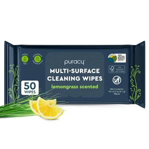 Puracy All Purpose Cleaning Wipes - Non-Toxic Multi-Surface Cleaner & Appliance Wipes for Car, Bathroom, Kitchen, Lemongrass Scent, 50 Count (1 Pack) Puracy All Purpose Cleaning Wipes - Non-Toxic Multi-Surface Cleaner & Appliance Wipes for Car, Bathroom, Kitchen, Lemongrass Scent, 50 Count (1 Pack)