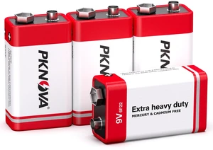 PKNOVA 9V Carbon Battery 6F22 Square 4 Pack, Long-Lasting for Smoke Detector PKNOVA 9V Carbon Battery 6F22 Square 4 Pack, Long-Lasting for Smoke Detector