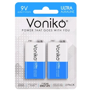 Voniko 9V Alkaline Battery 2 Pack for Smoke Alarms Voniko 9V Alkaline Battery 2 Pack for Smoke Alarms