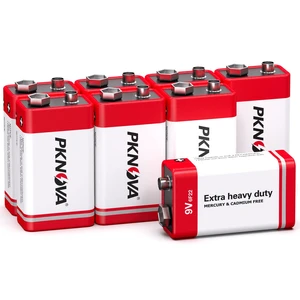 PKNOVA 9V Carbon Batteries 6F22 Square for Smoke Detector, 8 Pack PKNOVA 9V Carbon Batteries 6F22 Square for Smoke Detector, 8 Pack