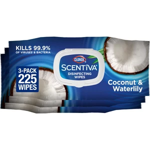 Clorox Scentiva Disinfecting Wipes, Coconut and Waterlily, 75Ct, 3 Pack Clorox Scentiva Disinfecting Wipes, Coconut and Waterlily, 75Ct, 3 Pack