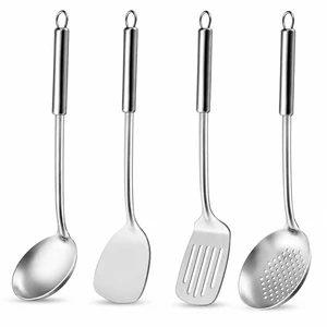 Cooking Utensils Set - 4 Pcs Stainless Steel Kitchen Utensils Set with Solid Turner, Slotted Turner, Serving Ladle, Slotted Spoon, Wok Utensils Set with Heat Resistant Handle, Dishwasher Safe Cooking Utensils Set - 4 Pcs Stainless Steel Kitchen Utensils Set with Solid Turner, Slotted Turner, Serving Ladle, Slotted Spoon, Wok Utensils Set with Heat Resistant Handle, Dishwasher Safe