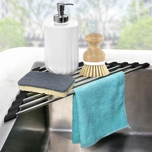 Corner Dish Drying Rack, Kitchen Sink Caddy Sponge Holder, Triangle Over The Sink Dish Drying Rack for Kitchen Counter, Roll Up Dishes Drainer Mat RV Essentials Organization and Storage Shelf, Black Corner Dish Drying Rack, Kitchen Sink Caddy Sponge Holder, Triangle Over The Sink Dish Drying Rack for Kitchen Counter, Roll Up Dishes Drainer Mat RV Essentials Organization and Storage Shelf, Black