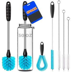 6 Pack Bottle Brush 14.5" Long Handle Stainless Steel Brush,Blue | Bottle Cleaner Brush, Long-Handled 6-in-1 Stainless Steel Bottle Brushes for Water Bottle, Cups Straw Cleaner Brush 6 Pack Bottle Brush 14.5" Long Handle Stainless Steel Brush,Blue | Bottle Cleaner Brush, Long-Handled 6-in-1 Stainless Steel Bottle Brushes for Water Bottle, Cups Straw Cleaner Brush