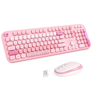 Wireless Keyboard and Mouse Combo - Lovely Pink Rainbow 2.4G Full-Sized Colorful Keyboards, Round Keycap USB Dongle Plug Play Cute Keyboards for Windows, Laptop, PC, Desktop, Mac Wireless Keyboard and Mouse Combo - Lovely Pink Rainbow 2.4G Full-Sized Colorful Keyboards, Round Keycap USB Dongle Plug Play Cute Keyboards for Windows, Laptop, PC, Desktop, Mac
