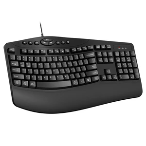 Ergonomic Wired Keyboard with Wrist Rest,9 Independent Shortcut Keys | Spill-Resistant, Wave Keys for Natural Typing,Integrated USH Hub Compatible with Windows/PC/Laptop(Black) Ergonomic Wired Keyboard with Wrist Rest,9 Independent Shortcut Keys | Spill-Resistant, Wave Keys for Natural Typing,Integrated USH Hub Compatible with Windows/PC/Laptop(Black)