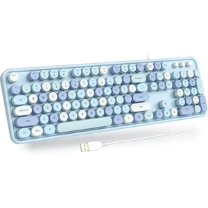 USB Wired Computer Keyboard - Retro Typewriter Keyboard - Full Size Office Keyboard with Number Pad, Caps Indicators, Foldable Stands, for PC Laptop Desktop Windows (Blue Colorful) USB Wired Computer Keyboard - Retro Typewriter Keyboard - Full Size Office Keyboard with Number Pad, Caps Indicators, Foldable Stands, for PC Laptop Desktop Windows (Blue Colorful)