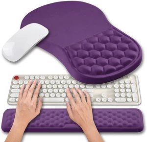 2 in 1 Ergonomic Mouse Pad Wrist Support & Wrist Rest for Computer Keyboard Set, with Relieve Carpal Tunnel Pain Massage Bulge and Full Memory Gel Design (2In1 Set, Dark Purple) 2 in 1 Ergonomic Mouse Pad Wrist Support & Wrist Rest for Computer Keyboard Set, with Relieve Carpal Tunnel Pain Massage Bulge and Full Memory Gel Design (2In1 Set, Dark Purple)