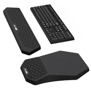Ergonomic Mouse Pad with Wrist Rest & Keyboard Wrist Rest Support Set | Wrist Rest for Computer Keyboard, Massage Design Mousepad for Pain Relief, Memory Foam, Non-Slip PU Base, Black Ergonomic Mouse Pad with Wrist Rest & Keyboard Wrist Rest Support Set | Wrist Rest for Computer Keyboard, Massage Design Mousepad for Pain Relief, Memory Foam, Non-Slip PU Base, Black