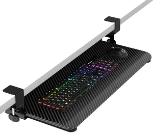 Under Desk Keyboard Tray, Slide-Out Keyboard Drawer with C-Clamp 25.6"x11.8" Under Desk Keyboard Tray, Slide-Out Keyboard Drawer with C-Clamp 25.6"x11.8"