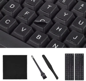 2PCS English Keyboard Stickers with Tweezer, Universal Replacement English Keyboard Letters Black Background White Lettering for Laptops Notebooks PC Computer Desktop, Keyboard Alphabet Sticker 2PCS English Keyboard Stickers with Tweezer, Universal Replacement English Keyboard Letters Black Background White Lettering for Laptops Notebooks PC Computer Desktop, Keyboard Alphabet Sticker