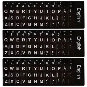 Replacement English Keyboard Letter Stickers, Universal English Keyboard Stickers with Black Background and White Lettering for PC Computer Laptop Desktop(3PCS,English) Replacement English Keyboard Letter Stickers, Universal English Keyboard Stickers with Black Background and White Lettering for PC Computer Laptop Desktop(3PCS,English)