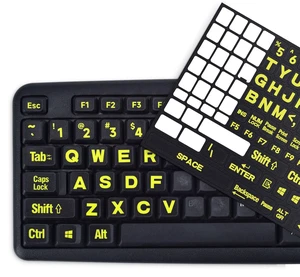 Universal English Large Lettering Keyboard Stickers for PC Computer Laptop Desktop Notebook Keyboards,Bright Yellow Lettering Black Background Replacement Keyboard Stickers Universal English Large Lettering Keyboard Stickers for PC Computer Laptop Desktop Notebook Keyboards,Bright Yellow Lettering Black Background Replacement Keyboard Stickers