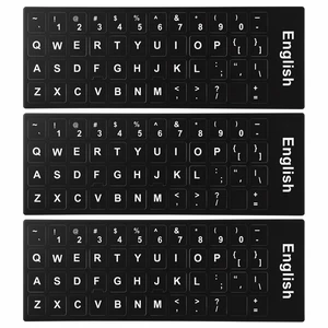 3Pcs Keyboard Letter Stickers, Keyboard Letters Replacement Stickers English Computer Keyboards Sticker with Black Background and White Lettering for PC Computer Laptop Desktop-English 3Pcs Keyboard Letter Stickers, Keyboard Letters Replacement Stickers English Computer Keyboards Sticker with Black Background and White Lettering for PC Computer Laptop Desktop-English