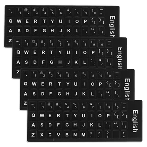 Universal Keyboard Letter Stickers, 4 Pcs English Laptop Keyboard Stickers | Replacement Keyboard Stickers for Keys with Black Background and White Lettering for Laptops Desktop Computers Universal Keyboard Letter Stickers, 4 Pcs English Laptop Keyboard Stickers | Replacement Keyboard Stickers for Keys with Black Background and White Lettering for Laptops Desktop Computers
