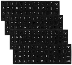 English Keyboard Stickers, 4 Pcs Universal Laptop Keyboard Stickers | Keyboard Letter Replacement Stickers Matte Black Background and White Lettering Stickers for PC Computer Laptop Desktop English Keyboard Stickers, 4 Pcs Universal Laptop Keyboard Stickers | Keyboard Letter Replacement Stickers Matte Black Background and White Lettering Stickers for PC Computer Laptop Desktop