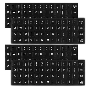 4Pcs Universal English Keyboard Letter Stickers, Replacement Keyboard Letters Sticker, Black Background White Lettering for PC Laptop Desktop Computer 4Pcs Universal English Keyboard Letter Stickers, Replacement Keyboard Letters Sticker, Black Background White Lettering for PC Laptop Desktop Computer