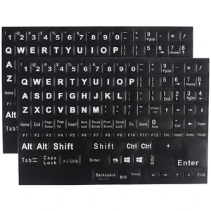 2 Pack English Keyboard Stickers Big Letter Full Set (120 Pcs), Universal PC Computer Laptop Desktop Keyboard Replacement English Keyboard Stickers, Black Background with White Lettering 2 Pack English Keyboard Stickers Big Letter Full Set (120 Pcs), Universal PC Computer Laptop Desktop Keyboard Replacement English Keyboard Stickers, Black Background with White Lettering
