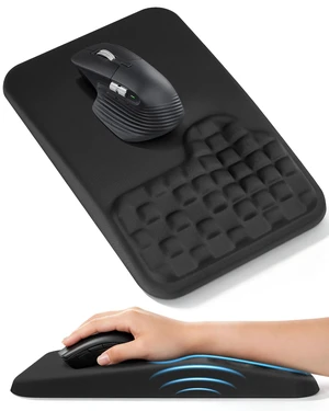 Ergonomic Mouse Pad with Sloped Textured Wrist Support, Black | Premium Memory Foam Cushion, Smooth Lycra Surface, Non-Slip PU Base, Minimalist Mousepad for Office, Home, Laptop, Computer Ergonomic Mouse Pad with Sloped Textured Wrist Support, Black | Premium Memory Foam Cushion, Smooth Lycra Surface, Non-Slip PU Base, Minimalist Mousepad for Office, Home, Laptop, Computer
