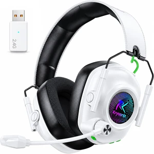 Wireless Gaming Headset with Mic for PS5, PS4, PC, Mac, 20ms Low Latency | 2.4GHz Wireless & Bluetooth 5.4, Noise-Canceling Mic, 50mm Drivers, RGB Lighting, Up to 60H Battery Life, Foldable Wireless Gaming Headset with Mic for PS5, PS4, PC, Mac, 20ms Low Latency | 2.4GHz Wireless & Bluetooth 5.4, Noise-Canceling Mic, 50mm Drivers, RGB Lighting, Up to 60H Battery Life, Foldable
