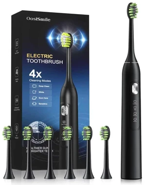 Sonic Electric Toothbrush, 42000 VPM for Sensitive Teeth, Black | 120-Day Battery, 4 Charging Modes & 6 Brush Heads, 2-Minute Timer, IPX7 Waterproof Rechargeable Toothbrush for Home Travel Sonic Electric Toothbrush, 42000 VPM for Sensitive Teeth, Black | 120-Day Battery, 4 Charging Modes & 6 Brush Heads, 2-Minute Timer, IPX7 Waterproof Rechargeable Toothbrush for Home Travel