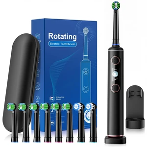 Electric Toothbrush for Adults, 5 Cleaning Modes & 3 Intensity Levels & LED Digital Display, Rechargeable Power Toothbrush with 8 Brush Heads (2 Types) & 2 Min Smart Timer, Travel Case, Black Electric Toothbrush for Adults, 5 Cleaning Modes & 3 Intensity Levels & LED Digital Display, Rechargeable Power Toothbrush with 8 Brush Heads (2 Types) & 2 Min Smart Timer, Travel Case, Black