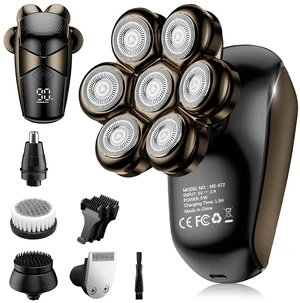 Head Shavers for Bald Men: 5-in-1 IPX7 Waterproof Grooming Kit - 7D Floating Electric Razor with Magnetic Removable Head - Wet/Dry LED Display - Type-C Fast Charging, Black Head Shavers for Bald Men: 5-in-1 IPX7 Waterproof Grooming Kit - 7D Floating Electric Razor with Magnetic Removable Head - Wet/Dry LED Display - Type-C Fast Charging, Black