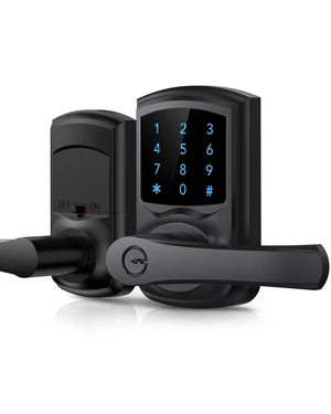 Keyless Entry Door Lock, Smart Locks for Front Door, Keypad Door Knob with Handle, Touchscreen, One-Touch Toggle for Passage Mode, Matte Black Keyless Entry Door Lock, Smart Locks for Front Door, Keypad Door Knob with Handle, Touchscreen, One-Touch Toggle for Passage Mode, Matte Black