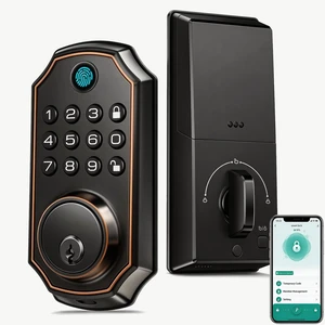 Fingerprint Door Lock, Smart Deadbolt with Keypad and Bluetooth App Control | Keyless Entry Electronic Deadbolt with Auto Lock, Backup Keys & Zinc Alloy Body Fingerprint Door Lock, Smart Deadbolt with Keypad and Bluetooth App Control | Keyless Entry Electronic Deadbolt with Auto Lock, Backup Keys & Zinc Alloy Body