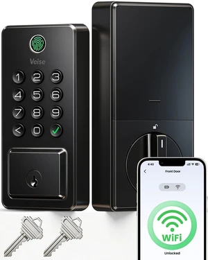 DK012W WiFi Smart Fingerprint Deadbolt Front Door Lock, Matte Black | Built in Wi-Fi, Remote APP Control, Alexa Compatible, Auto Lock, IP65 Waterproof, Keyless Entry, Electronic Backlit Keypad DK012W WiFi Smart Fingerprint Deadbolt Front Door Lock, Matte Black | Built in Wi-Fi, Remote APP Control, Alexa Compatible, Auto Lock, IP65 Waterproof, Keyless Entry, Electronic Backlit Keypad
