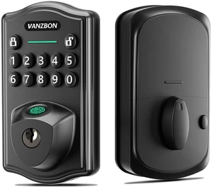 Fingerprint Door Lock for Front Door,Keyless Entry Doorknob with Keypad | Solid Material,No Data Collected Smart Deadbolt,AutoLock,One-Time Passcode,Private Mode,Easy Assembly,Black Fingerprint Door Lock for Front Door,Keyless Entry Doorknob with Keypad | Solid Material,No Data Collected Smart Deadbolt,AutoLock,One-Time Passcode,Private Mode,Easy Assembly,Black