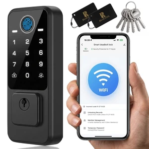 WiFi Smart Door Lock - Keyless Entry Door Lock for Front Door, Fingerprint Door Lock with App Control, 5-in-1 Touchscreen Deadbolt with 6 Keys & 2 NFC Cards, Built-in 2.4G WiFi WiFi Smart Door Lock - Keyless Entry Door Lock for Front Door, Fingerprint Door Lock with App Control, 5-in-1 Touchscreen Deadbolt with 6 Keys & 2 NFC Cards, Built-in 2.4G WiFi