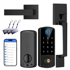 Fingerprint APP Smart Door Lock Keyless Entry Deadbolt Handle Set | Digital Keypad Bluetooth Deadbolt Lockset with Auto Lock Code Fob Black Fingerprint APP Smart Door Lock Keyless Entry Deadbolt Handle Set | Digital Keypad Bluetooth Deadbolt Lockset with Auto Lock Code Fob Black