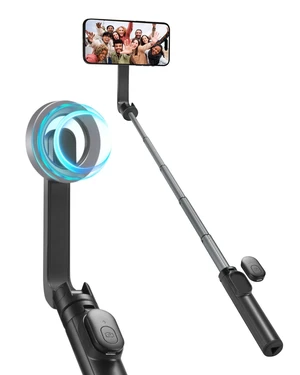 MagSafe Selfie Stick Tripod Stand Rechargeable Remote Control | 24" Extendable Holder Travel-Friendly Portable Adjustable Compatible with iPhone, Pixel, Galaxy w/ Magnetic Case - Black MagSafe Selfie Stick Tripod Stand Rechargeable Remote Control | 24" Extendable Holder Travel-Friendly Portable Adjustable Compatible with iPhone, Pixel, Galaxy w/ Magnetic Case - Black