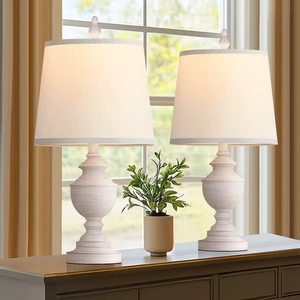 Retro Table Lamps Set of 2, Bedside Lamp for Bedroom Rustic Farmhouse Table Lamps for Living Room, 22" Vintage Nightstand Lamps with White Shades, White Retro Table Lamps Set of 2, Bedside Lamp for Bedroom Rustic Farmhouse Table Lamps for Living Room, 22" Vintage Nightstand Lamps with White Shades, White