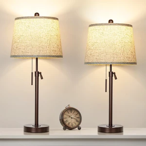 Table Lamps Set of 2, 22" to 30"Adjustable Height Bedside Lamps for Living Room 3 Color Temperatures Tall Nightstand Lamps Modern Brown Table Lamp for Bedroom Office End Table (Bulbs Included) Table Lamps Set of 2, 22" to 30"Adjustable Height Bedside Lamps for Living Room 3 Color Temperatures Tall Nightstand Lamps Modern Brown Table Lamp for Bedroom Office End Table (Bulbs Included)