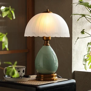 16" Vintage Ceramic Table Lamp for Bedroom,Mushroom Lamps (LD001) | Mid Century Modern Ceramic Lamps for Living Room,Retro Bedside Glass Lamps, Classic Chinoiserie Green Lamp for Home Decor 16" Vintage Ceramic Table Lamp for Bedroom,Mushroom Lamps (LD001) | Mid Century Modern Ceramic Lamps for Living Room,Retro Bedside Glass Lamps, Classic Chinoiserie Green Lamp for Home Decor