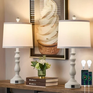 23'' Table Lamps Set of 2, Lamps for Bedroom, USB C+A Ports, Beige | Bedside Lamps with 3 Color Temperatures, Knob Switch, Lamps for Living Room, Office, Night Stands, End Table, Bulbs Included 23'' Table Lamps Set of 2, Lamps for Bedroom, USB C+A Ports, Beige | Bedside Lamps with 3 Color Temperatures, Knob Switch, Lamps for Living Room, Office, Night Stands, End Table, Bulbs Included