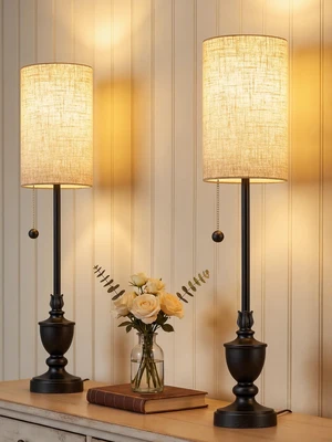 Buffet Table Lamps Set of 2,28" Tall Skinny Black Resin Living Room Lamp | Traditional Rustic Candlestick Lamp with Pull Chain for Console Table,Dining Sideboard,Entryway,Hallway,Bedroom,Bedside Buffet Table Lamps Set of 2,28" Tall Skinny Black Resin Living Room Lamp | Traditional Rustic Candlestick Lamp with Pull Chain for Console Table,Dining Sideboard,Entryway,Hallway,Bedroom,Bedside