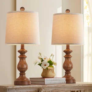Traditional Table Lamp Set of 2, Rustic Farmhouse Table Lamps for Living Room Bedroom, 22" Bedside Desk Lamps Vintage Nightstand Lamps with Linen Shades, Wood Grain Traditional Table Lamp Set of 2, Rustic Farmhouse Table Lamps for Living Room Bedroom, 22" Bedside Desk Lamps Vintage Nightstand Lamps with Linen Shades, Wood Grain