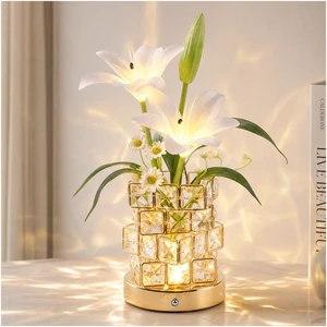 Lily Flower Touch Crystal Table Lamp Rechargeable Gifts for Women Lily Flower Touch Crystal Table Lamp Rechargeable Gifts for Women