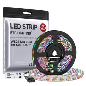 WS2812B IC RGB LED Strip,UL Listed,DC5V 16.4FT 300LED IP30 | ECO Alloy Wires White PCB Individually Addressable 5050SMD for DIY Chasing Color Project,3M Tape(No Adapter or Controller) WS2812B IC RGB LED Strip,UL Listed,DC5V 16.4FT 300LED IP30 | ECO Alloy Wires White PCB Individually Addressable 5050SMD for DIY Chasing Color Project,3M Tape(No Adapter or Controller)