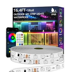 16.4FT Outdoor LED Strip Light Waterproof,IP68 Outside RGB+IC Light Strip with App/Remote Control,Chase Mode,Music Sync Light for Balcony,Deck,Rooftop,Garden,Pool 16.4FT Outdoor LED Strip Light Waterproof,IP68 Outside RGB+IC Light Strip with App/Remote Control,Chase Mode,Music Sync Light for Balcony,Deck,Rooftop,Garden,Pool